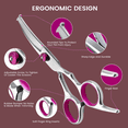 thumbnail image 2 of XUEYU 6 in 1 Dog Grooming Scissors Kit, 4CR Stainless Steel & Heavy-duty, Professional Dog Scissors for Grooming w/ Safety Round Tips, Sharp & Study Cat Grooming Shears Kit for Dogs Cats Pets(Pink), 2 of 8