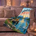 thumbnail image 6 of Good Day Great Cast Sunrise Bass Fishing Lakeside, Festive Pet Portrait Pattern, Warm Flannel Blanket for Cabin and Lodge, Dog Lovers person's Day Gift, Pet Lover Home Decor, 6 of 9