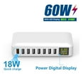 thumbnail image 2 of 60W Multi USB Charger Station QC3.0 Fast Charger Charging With LED Display 8 Ports Multiple Port Charger For Cellphone,Tablet,and More ,Multi-Device Charger, 2 of 7