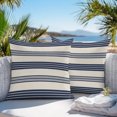 thumbnail image 3 of Throw Pillow Covers 16x16 Inch Set of 2, Navy Blue Striped Waterproof Outdoor Pillow Covers, Modern Geometric Horizontal Stripes Beige Decorative Cushion Pillowcases for Patio Garden Couch Bed, 3 of 9
