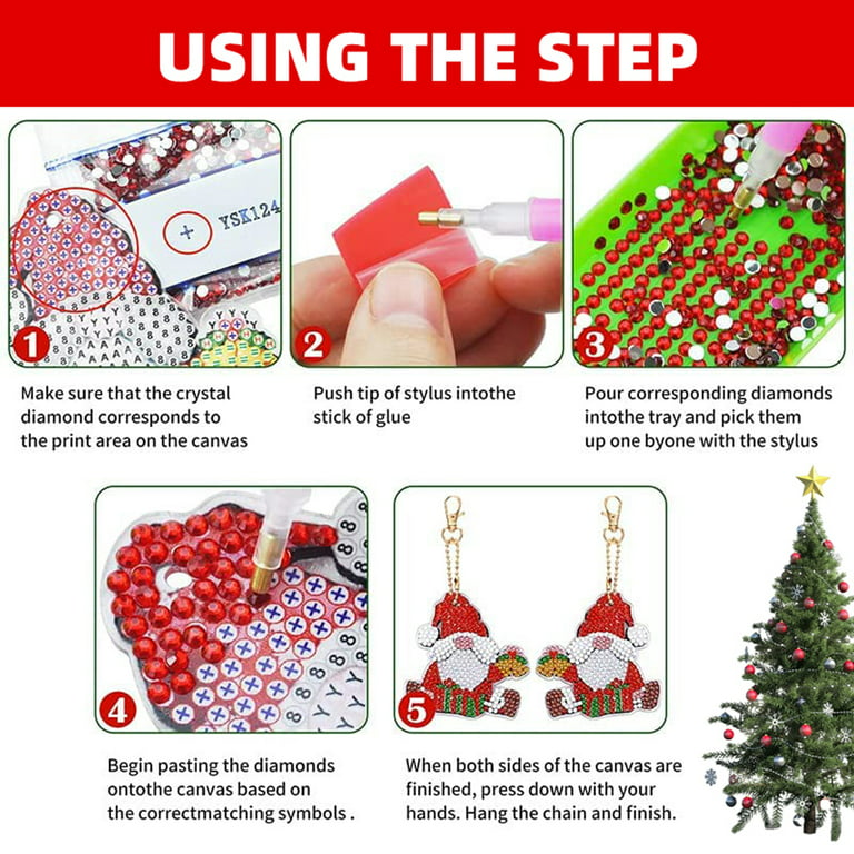 20 Pieces Christmas Diamond Painting Tags 5D DIY Diamond Painting Keychains  Kit Christmas Hanging Diamond Art Kits Diamond Art Christmas Ornaments for