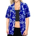 thumbnail image 4 of HAPPY BAY Women's Casual Hawaii Shirt Button Down Blouses Short Sleeve Beach Tops Vacation Beach Summer Cute Shirts For Ladies S Sapphire, Leaves, 4 of 4