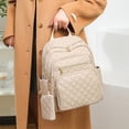 thumbnail image 3 of Stylago Laptop Backpack Purse for Women Work Travel Computer Bags College Students Fashion Quilted Daypack with Mini Pouch Beige, 3 of 7
