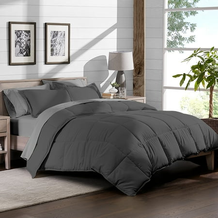 7-Piece Bed-In-A-Bag - Full XL (Comforter Set: Grey, Sheet Set: Light