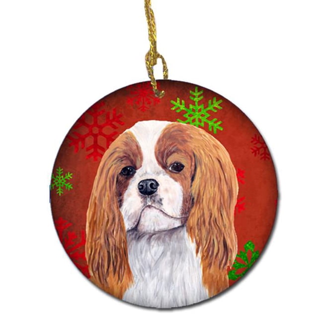 Carolines Treasures SC9434-CO1 Cavalier Spaniel Flocons de Neige Rouges Ornement en Céramique de Noël