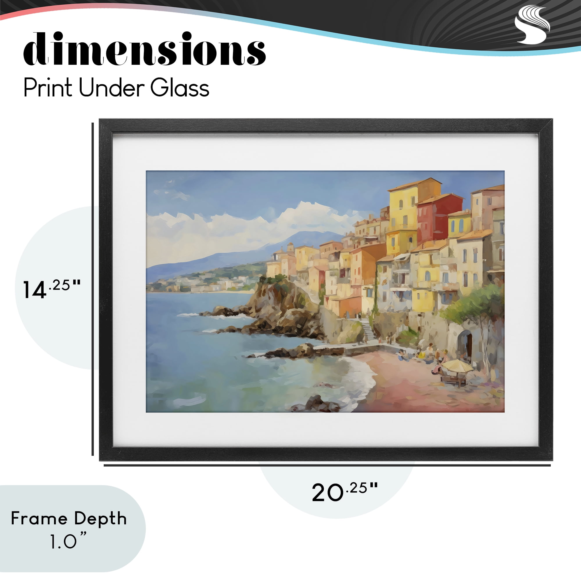 Stupell Industries Colorful Coastal Town by Sea Black Framed Print Under Glass, design by Creative Studio