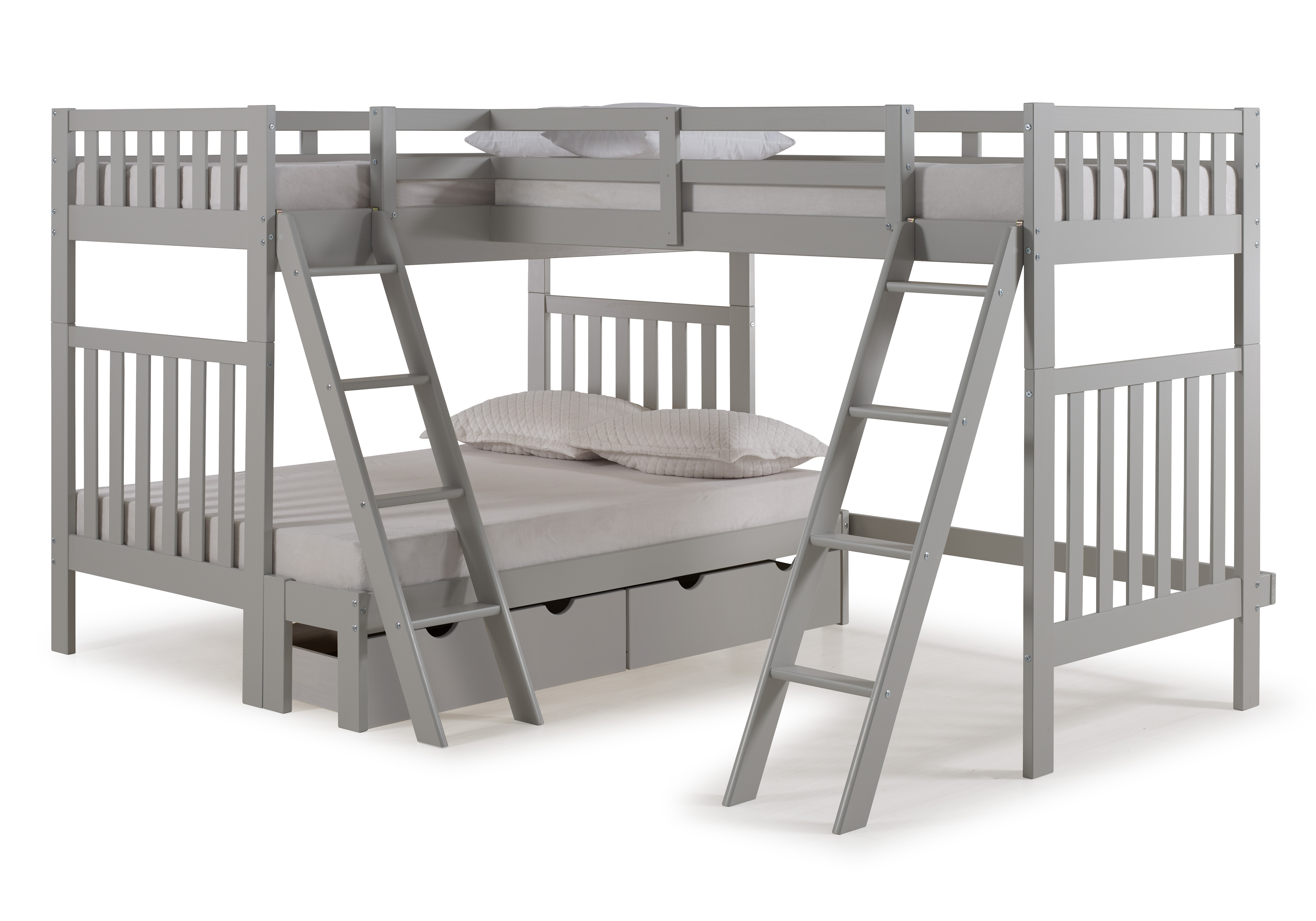 Aurora Twin Over Full Bunk Bed with TriBunk Extension and Storage