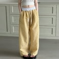 thumbnail image 6 of Huanglei Girls Pants Casual Straight Leg Checkered Print Elastic Waist Comfortable Daily Wear For Kids Age 6 15 For School Outdoor Vacation Spring Summer Fall Outdoor Jogger Pants, 6 of 6