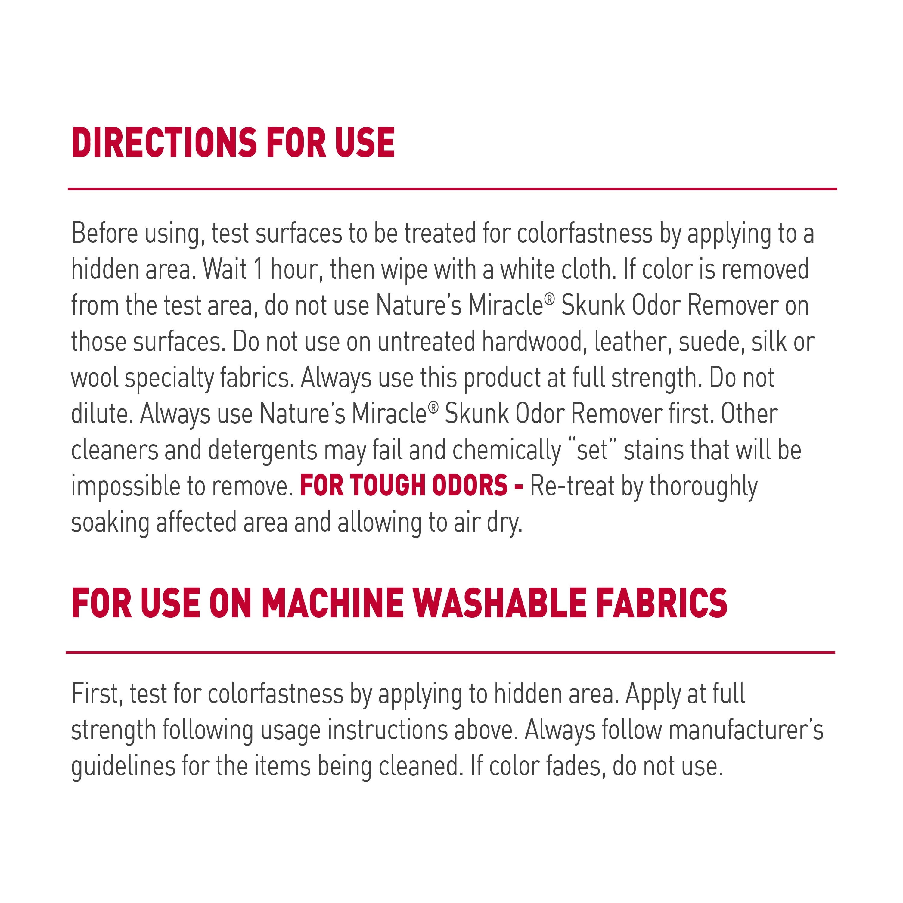 Natures Miracle Skunk Odor Remover for Fabric, Clothing, Carpet and More, Lavender Scent, 32 oz