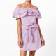 thumbnail image 1 of WILLBEST Vestido Portátil Para Mujer, Vestido Casual De Manga Corta A Rayas Con Hombros Descubiertos Y Mangas Con Volantes, Uso Diario, Vestido Básico Liso De Primavera Y Verano Con Collar, 1 of 3