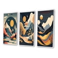 thumbnail image 3 of Designart "Yellow Graphic Moon Over Mountain Peaks II" Landscape Mountains Framed Wall Art Set Of 3 - Yellow Mountains Frame Canvas Set For Living Room Decor, 3 of 6