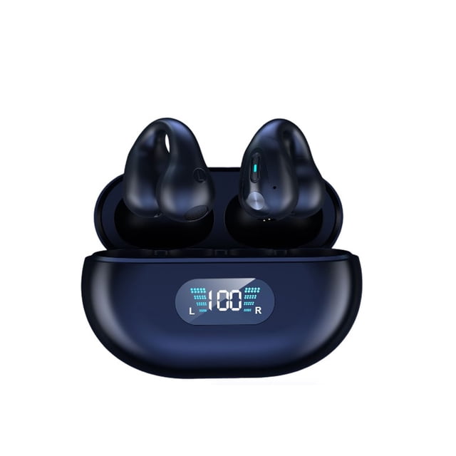 Methold Auriculares inalámbricos Auriculares con pantalla LED Cancelación de ruido Auriculares con clip Auriculares deportivos Auriculares Cables de audio/vídeo negro obsidiana