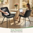 thumbnail image 4 of Modern Faux Leather Dining Chairs Set of 2, Upholstered Kitchen & Dining Room Chairs with Backrest, Durable Metal Legs (Black, Black Legs), 4 of 12
