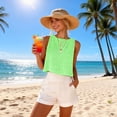 thumbnail image 3 of Uootdi Womens Sleeveless Tops Crew Neck Gingham Print Cropped Blouses Casual Plaid Tank Tops Summer Vacation Daily Street Style Gift, 3 of 9
