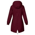 thumbnail image 4 of Rain Jacket Women Long Lightweight Waterproof Rain Coats Plus Size Windbreakers Raincoat Outdoor Travel Hooded Jacket Wine L, 4 of 7