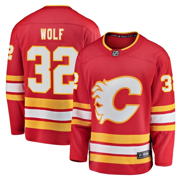 Men's Fanatics Dustin Wolf Red Calgary Flames Home Breakaway Jersey