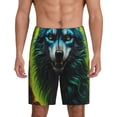 thumbnail image 3 of Lsque Fluorescent Wolf Mens Sleep Pajama Shorts,Short Pajama Pants, Cotton Ultra-Soft Knit-Small, 3 of 9