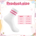 thumbnail image 2 of Bocaoying Girl Cotton Athletic Crew Socks, Retro Stripe Patterns, 8 Pairs, Ages 3-12, 2 of 7