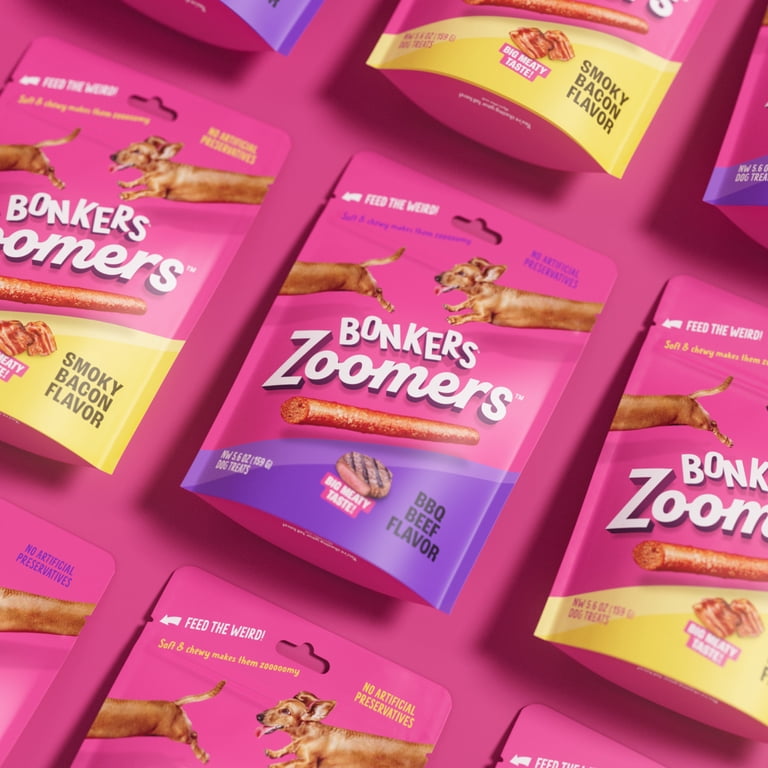 BONKERS Zoomers BBQ Beef Flavor Soft & Chewy Treats for Dogs, 5.6