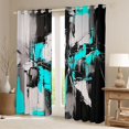 thumbnail image 2 of Homewish Blue Abstract Kitchen Curtains,Contemporary Art Black Out Curtains Pack of 2 (42x63 Each), 2 of 6