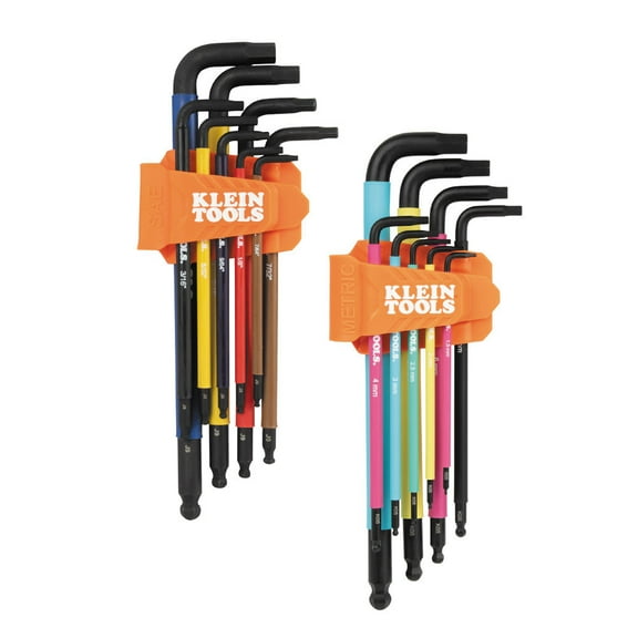 Klein Tools Color Coded Hex Key Set, Sae/mm, 18 Piece