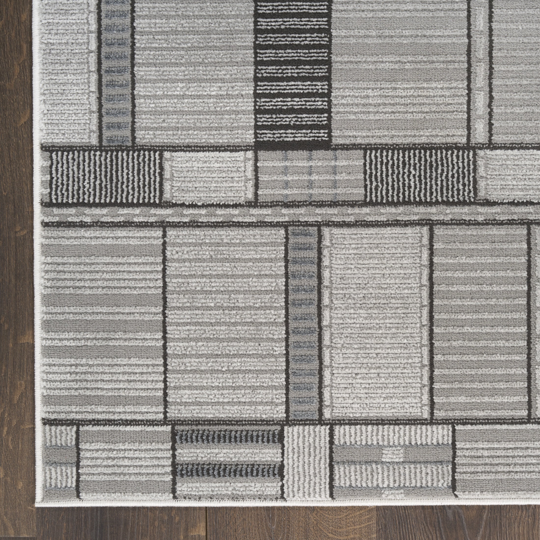 Nourison Nordic 2' x 6' Black Grey Modern Indoor Rug