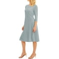 thumbnail image 5 of Nlife Women 3/4 Sleeve Round Neck Swing Midi Dress,L, 5 of 10
