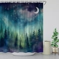 thumbnail image 3 of Forest Moon Shower Curtain Watercolor Misty Forest Fantasy Starry Sky Galaxy Nature Gothic Scenery Abstract Outdoor Bathroom Decor Curtains with Hooks, Purple, 3 of 6