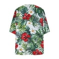 thumbnail image 5 of Women's 3/4 Sleeve Kimono Cardigan Open Front Chiffon Cover Ups Tropical Print Beach Casual Hawaiian Clothes (S, Green-A), 5 of 6