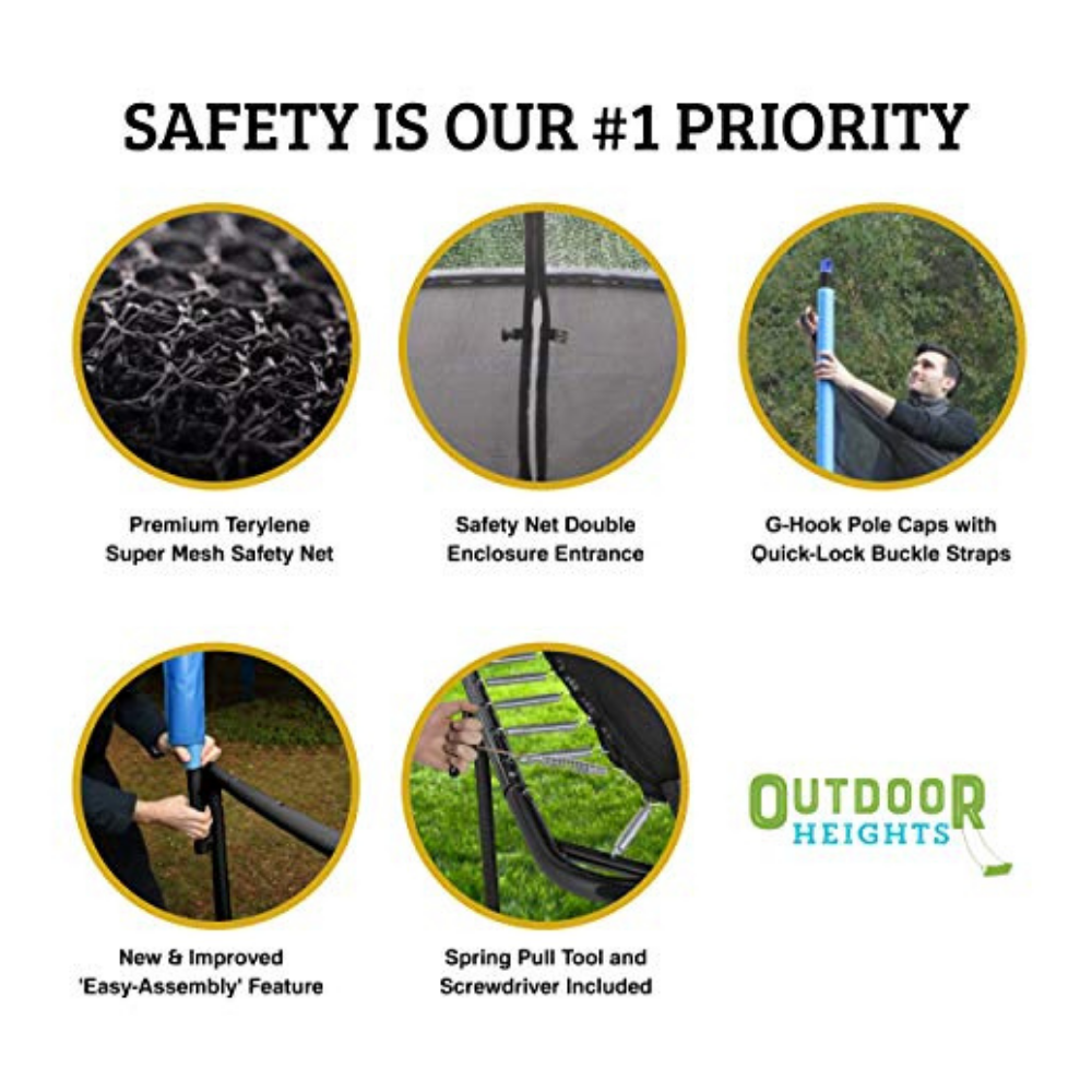 Outdoor Heights Rectangular Kids Trampoline with Safety Net & Fiber Flex Enclosure Ring & Bonus Ladder - 9ft x 15ft - image 4 of 6