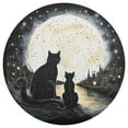 thumbnail image 3 of Ryvnso Cat in Night with Moon Round Plate Mats Dining Table Placemat Set of 4 for Holiday Decoration, 3 of 7