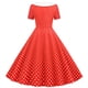 thumbnail image 4 of Moda para mujer A Line Flare Vestido vintage BowKnot Prom Swing Manga corta Polka Dot Vestido de fiesta de impresión Fridja  qw4542, 4 of 5