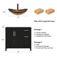 thumbnail image 6 of FULLWATT 36 Inches Bathroom Vanity in Black Finish with Glass Boat-Shaped Vessel Sink, Single Bathroom Vanity with Top, 2-Door Cabinet and 2 Drawers, 6 of 16
