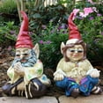 thumbnail image 2 of Homestyles The 60\'s "Peace Man" and "Chick" Hippie Meditating Yoga ZEN Gnome Groovy Couple Home & Garden Outdoor Statue 10"H, 2 of 6