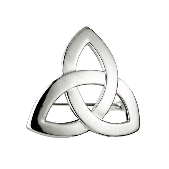 Biddy Murphy, Irish Brooch Trinity Knot Rhodium Plated, Celtic Accessory, Made in Ireland