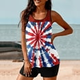 thumbnail image 6 of WREESH Modest Swimsuit Women's Two Piece Tankini Set High-Waisted Bottoms Patriotic Independence Day Print Design Red, 6 of 6