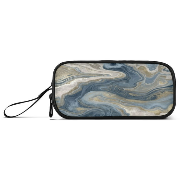 3-Layer Zipper Pencil Case Pencil Pouch Large Capacity Pencil Pouch for Travel and Office Supplies Gray Swirling Water