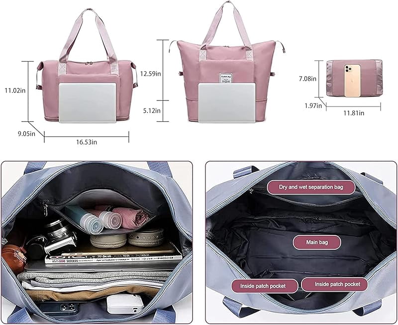 Large Capacity Folding Travel Bag,Portable Foldable Travel Lightweight Waterproof Oxford Fabric Duffel Bag Carry Luggage Bag for Expandable Weekender Sports, Gym, Vacation