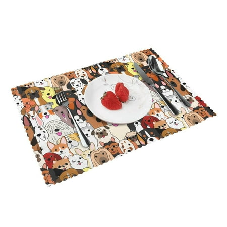 

Home Dogs Colorful Placemats Set Of 4 Washable Wipeable Place Mats Place Mats For Festival Parties Family Dinner (12 X 18inch)