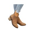 thumbnail image 3 of UKAP Women Ankle Boots Slip On Chelsea Boot Pointed Toe Booties Office Winter Shoes Faux Suede Bootie Brown 6, 3 of 8