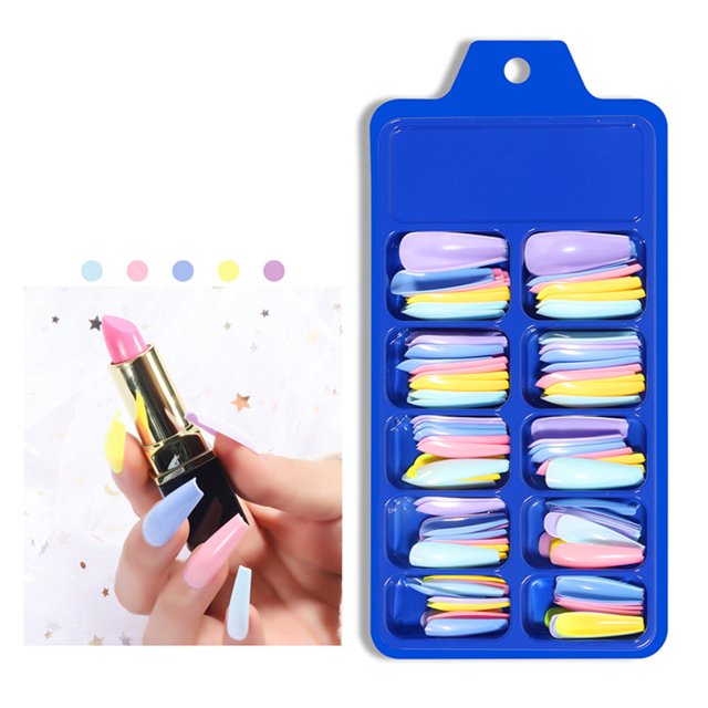 100PCS Puntas de uñas postizas Puntas de uñas acrílicas transparentes Cubierta completa Labymos Clavo falso