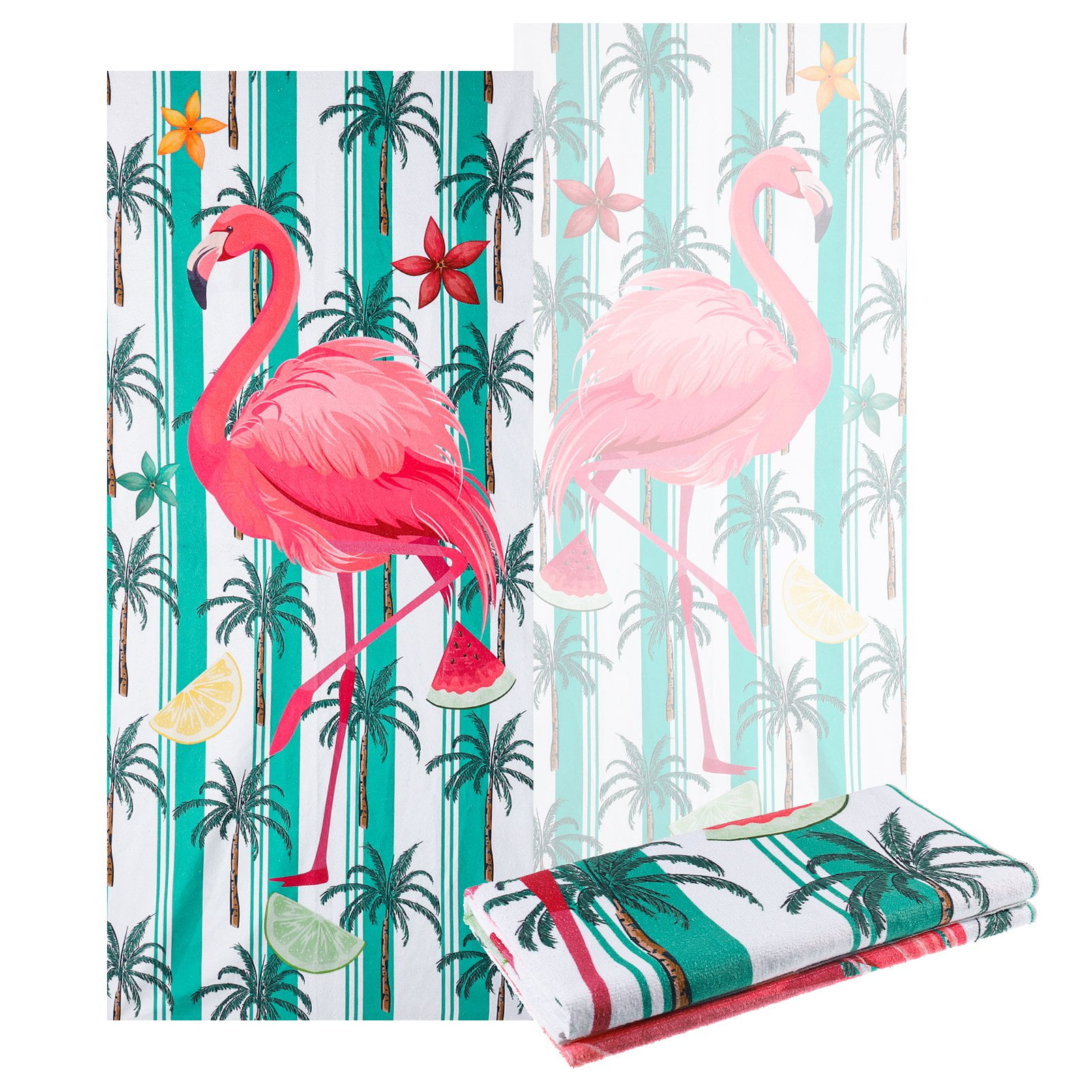 Surfing California Palm Trees Pineapple Flamingo Bath Swim Beach Towel Blanket 