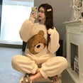 thumbnail image 4 of Conjunto de pijama cálido de Invierno para mujer, ropa de dormir de franela de manga larga con oso Panda de dibujos animados, pantalones de terciopelo, ropa de dormir para el hogar, 4 of 4