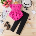 thumbnail image 4 of ZACPNCV Girls Clothes Ruffle Shoulder High Low Hem Short Sleeve Top and Pants 2 Piece Fall Outfits Clothing Set Hot Pink 2-3 Years, 4 of 9