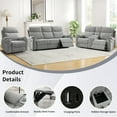thumbnail image 2 of Bonzy Home Fabric Power Reclining Sofa Set, Chair, Loveseat & 3-Seat Couch with Cup Holders, Charging Ports, Hidden Storage, 6-Seat, Light Grey, 2 of 7