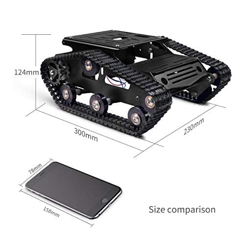 XiaoR Geek Smart Robot Car Chassis Kit Aluminum Alloy Big Tank Chassis with  2WD Motors for Arduino/Raspberry Pi DIY Remote Control Robot Car Toys - 