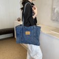 thumbnail image 2 of Bolso de hombro de mezclilla Likrtyny para mujer compras gran capacidad mano literario nicho versátil informal japonés y coreano azul, 2 of 9