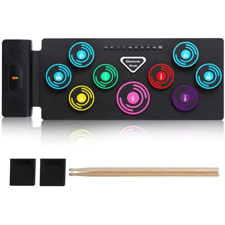 Electric Drum Multicolor 9 Pads Electric Drum Portable Electronic Drum Set Drum Foldable Electric Musical Instrument Adult Children