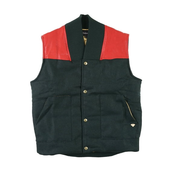 Diamond Supply Co Mens Mined Woolen Puffer Vest (Green/Red, X-Large)