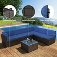 thumbnail image 4 of Kinbor 7pcs Outdoor Patio Furniture Sectional Pe Rattan Wicker Rattan Sofa Set, Dark Blue Cushions, 4 of 10